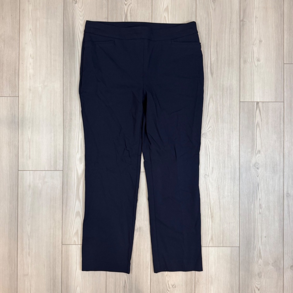 Chicos Brigitte So Slimming Ankle Pants Navy Blue Pull On Stretch 3R US 16R